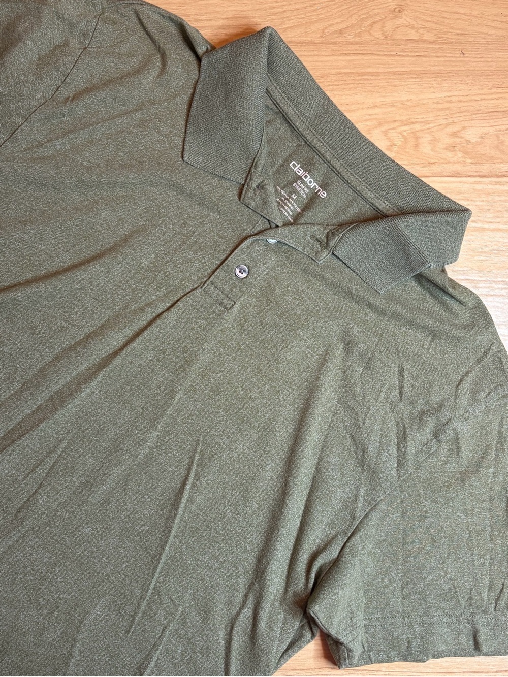 Claiborne Olive Green Slim Fit Polo Shirt M Stretch